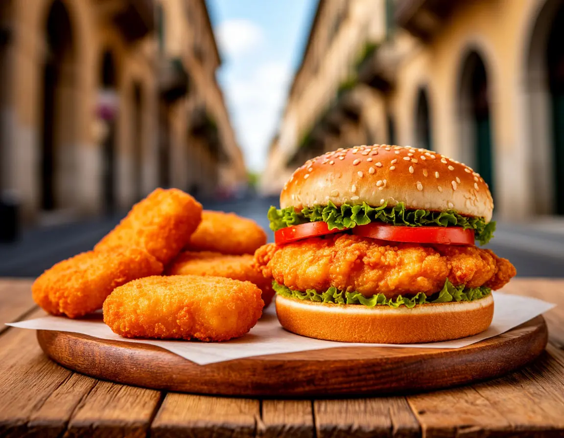 Hamburger e nuggets di pollo